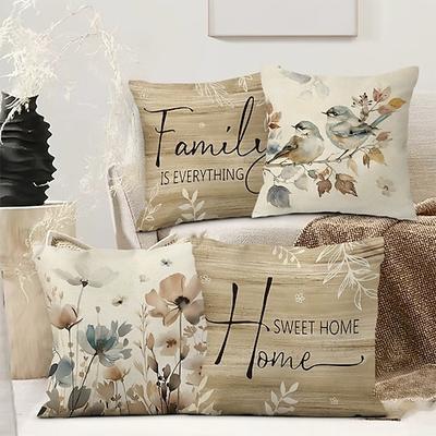 Vintage Floral Dekorative Toss Kissenbezug 4PC Weich Quadrat Sofa Kissenbezug Kopfkissenbezug für Schlafzimmer Wohnzimmer Sofa Stuhl Image