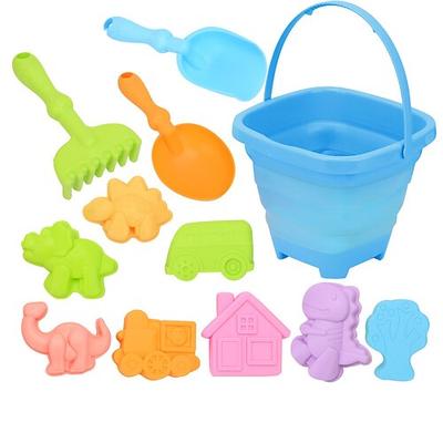 12er-Set zusammenklappbare Sandeimer und Schaufeln für den Strand – Strandspielzeug für Kinder mit Sandformen, Silikon-Sandeimer für unterwegs, für Kinder und Kleinkinder Image