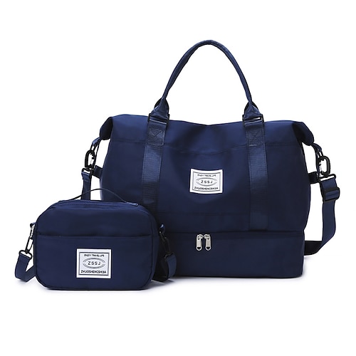 2-teiliges Set Weekender-Tasche, Reisetasche mit Schuhfach und Umhängetasche, Sporttasche für Damen und Herren, große Tragetasche mit Nass-Trocken-Trennung für Reisen, Sport und Handgepäck Image