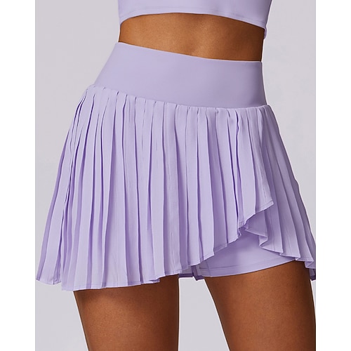 Damen Einfarbig Lässiger Rock Tennisröcke Tennisröcke mit Shorts Plissiert Seitensplit Schnelltrocknend Tennis Golfspiel Pickleball Unterteile Schwarz Weiß Blau Tennisbekleidung Image