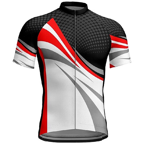 Herren Radtrikot Geometrisch Kurzarm Fahhrad T-Shirt Trikot mit 3 Gesäßtaschen Mountainbike MTB Schnelltrocknend Anatomisches Design Feuchtigkeitsableitend Atmungsaktiv Sport Gelb Rot Blau Bekleidung Image
