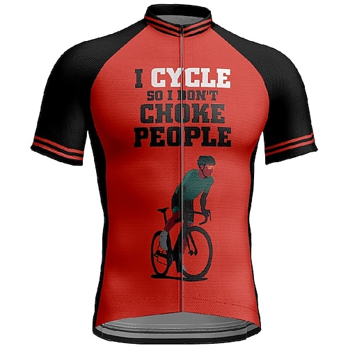 Herren Radtrikot Grafik Buchstaben Zahlen Kurzarm Fahhrad T-Shirt Trikot mit 3 Gesäßtaschen Mountainbike MTB Schnelltrocknend Anatomisches Design Feuchtigkeitsableitend Atmungsaktiv Sport Gelb Rot Image