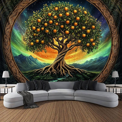 Baum des Lebens Hängender Wandteppich Wandkunst großer Wandteppich Wandgemälde Dekoration Foto Hintergrund Decke Vorhang Wohn Schlaf Wohnraum Dekoration Image