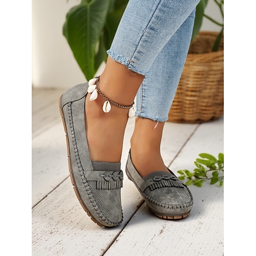 Damen Mokassin Slipper – Weiche Freizeitschuhe zum Hineinschlüpfen für Frühlingsoutfits und Komfort zu Hause Image