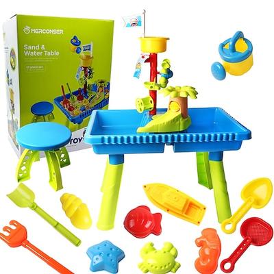 Wassertisch für Kleinkinder von 3–5 bis 1–3 Jahren – Wassertisch für Kinder im Freien – Sand-Sensoriktisch, Strand-/Sommerspielzeug, Sandkasten-Aktivitätstisch, Wasserspielzeug für draußen, Image