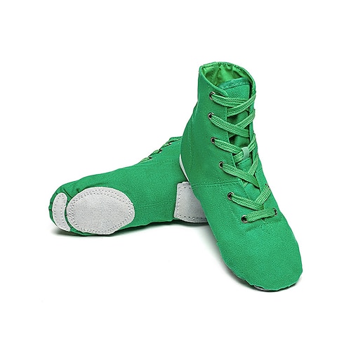 Damen Kinder Tanzschuhe Weiche Sohle Schnürstiefeletten aus Canvas Leicht und Flexibel für Jazz, Ballett und Performance Image