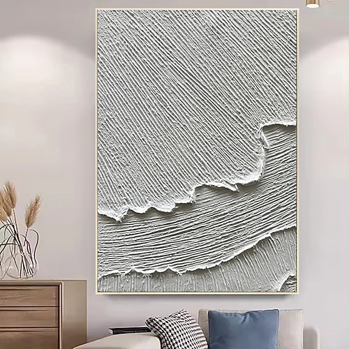 handgefertigtes Ölgemälde auf Leinwand, Wandkunst, Dekoration, einfache abstrakte Textur, Meereswelle für die Inneneinrichtung, gespannter Rahmen, hängendes Gemälde/gerolltes rahmenloses, ungespanntes Image