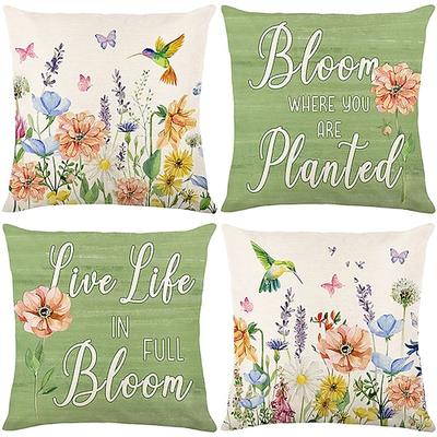 Blumen Dekorative Wurfkissenbezüge 4PC Weiche Quadratische Sofakissenhülle Kopfkissenbezug für Schlafzimmer Wohnzimmer Sofa Stuhl Image