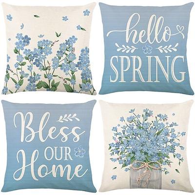 Blumen Dekorative Wurfkissenbezüge 4PC Weiche Quadratische Sofakissenhülle Kopfkissenbezug für Schlafzimmer Wohnzimmer Sofa Stuhl Image