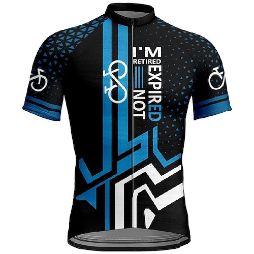 Herren Radtrikot Geometrisch Buchstaben Zahlen Kurzarm Fahhrad T-Shirt Trikot mit 3 Gesäßtaschen Mountainbike MTB Schnelltrocknend Anatomisches Design Feuchtigkeitsableitend Atmungsaktiv Sport Gelb Image