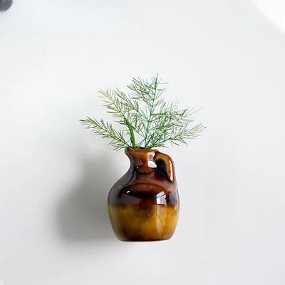 süße Kühlschrankmagnete in Pflanzenvase, Mini-Blumenvasen aus Keramik zur Kühlschrankdekoration, 3D-DIY-Magnetwanddekoration, Wohnaccessoires mit Seitenansicht Image