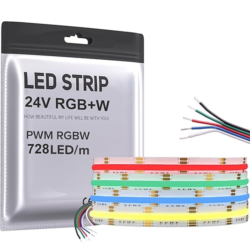 2,5 m 5m 7,5 m Flexible LED-Lichtstreifen Lichtsets 728 LEDs COB 12mm 1 Satz Halterung 1 Set RGB LED-Streifenlicht Urlaub Selbstklebend 110-240 V 24 V Image