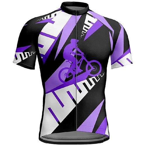 Herren Radtrikot Geometrisch Kurzarm Fahhrad T-Shirt Trikot mit 3 Gesäßtaschen Mountainbike MTB Schnelltrocknend Anatomisches Design Feuchtigkeitsableitend Atmungsaktiv Sport Gelb Rot Blau Bekleidung Image
