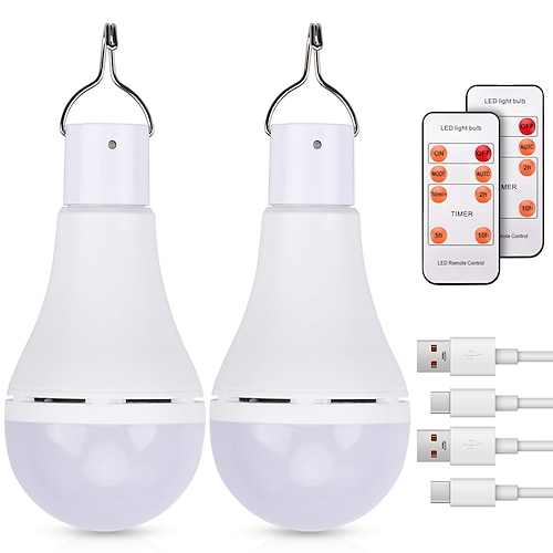 2 Stück 9 W tragbare Ladekugel-Blasenbeleuchtung Campinglicht Notlicht Fernbedienung für Wanderzeltbeleuchtung Image