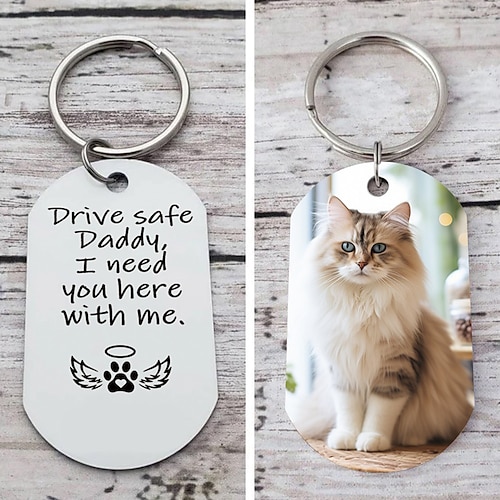 Personalisierter Haustierfoto-Schlüsselanhänger, personalisierter Katzen-Schlüsselring, Erinnerungsgeschenk für Tierliebhaber, Mama-Papa-Geburtstags-Weihnachts-Valentinstag-Andenken Image