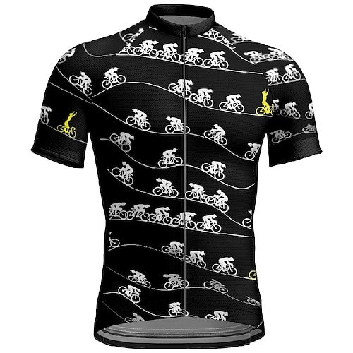 Herren Radtrikot Grafik Farbverlauf Kurzarm Fahhrad T-Shirt Trikot mit 3 Gesäßtaschen Mountainbike MTB Schnelltrocknend Anatomisches Design Feuchtigkeitsableitend Atmungsaktiv Sport Weinrot Schwarz Image