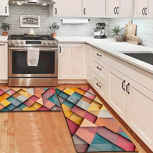 Küchenmatte mit Holzstruktur, Flurteppiche, waschbar, für Schlafzimmer, Wohnzimmer, Küche, Badezimmer, rutschfeste Fußmatten Image