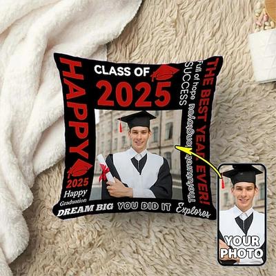 Personalisierter Kissenbezug zum Schulabschluss, fügen Sie Ihr Bild hinzu, beste Geschenke zum Schulabschluss, personalisiertes Geschenk, Fotodesign, Bild, modischer, lässiger Kissenbezug, Image