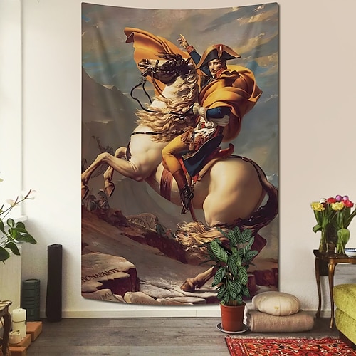 Vintage Wandteppich Großer Wandteppich Wandgemälde Foto Hintergrund Zuhause Schlafzimmer Wohnzimmer Dekoration Napoleon der die Alpen am St. Bernard Pass überquert Image