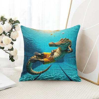 Lustiges Tier Krokodil Dekorative Wurfkissenbezug 1PC Weicher quadratischer Couchkissenbezug Kissenbezug für Schlafzimmer Wohnzimmer Sofa Stuhl Image