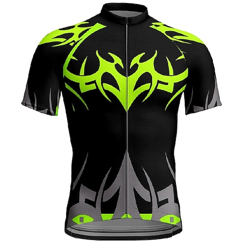 Herren Radtrikot Geometrisch Kurzarm Fahhrad T-Shirt Trikot mit 3 Gesäßtaschen Mountainbike MTB Schnelltrocknend Anatomisches Design Feuchtigkeitsableitend Atmungsaktiv Sport Gelb Rot Blau Bekleidung Image