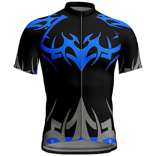 Herren Radtrikot Geometrisch Kurzarm Fahhrad T-Shirt Trikot mit 3 Gesäßtaschen Mountainbike MTB Schnelltrocknend Anatomisches Design Feuchtigkeitsableitend Atmungsaktiv Sport Gelb Rot Blau Bekleidung Image