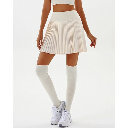 Damen Patchwork Einfarbig Lässiger Rock Tennisröcke Tennisröcke mit Shorts Plissiert Seitentaschen Atmungsaktiv Tennis Golfspiel Pickleball Unterteile Schwarz Weiß Rosa Tennisbekleidung Image