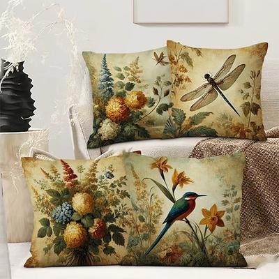Vintage Pastoral Dekorative Kissenbezüge 4PC Weicher quadratischer Sofakissenbezug Kissenbezug für Schlafzimmer Wohnzimmer Sofa Stuhl Image