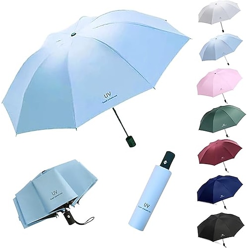 Sonnenschirm mit UV-Schutz, leichter, kompakter Reiseschirm für Damen und Herren, wasserdichter, faltbarer Sonnenschirm, tragbarer UV-Schutz bei Regen oder Sonnenschein Image