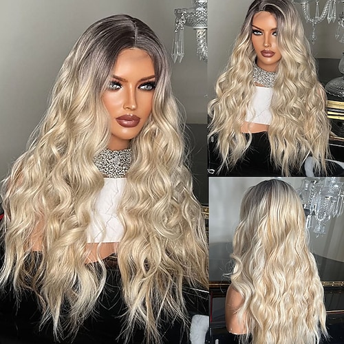 Brasilianisches Haar mit freiem Scheitel, 100 % unbehandeltes Remy-Menschenhaar, 5 x 5 Zoll, klebefreie Lace-Closure-Perücke, aschblond, 13 x 4 Zoll, Lace-Front-Perücke, gewellte blonde Perücke mit Image