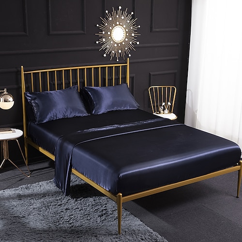 Haus Eis-Seidenbettwäsche Seidensatin-Stoff Kopfkissenbezüge Imitation-Seide vier-teiliges Bettwäsche Set Image