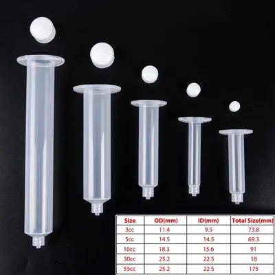 5pc 3/5/10/30/55cc Glue Dispensing Syringe Barrel Set Glue Adhesive Dispenser Industrial Syringe