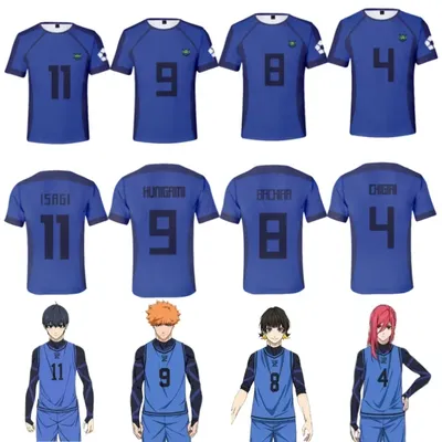 Anime Japanese Blue Lock Isagi Yoichi Football Jersey Tshirt Cosplay Hyoma Chigiri Meguru Bachira Tee Original Children Clothing