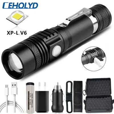 CEHOLYD Ultra Bright LED Flashlight With T6 L2 V6 lamp Waterproof Torch Zoomable 4 lighting modes