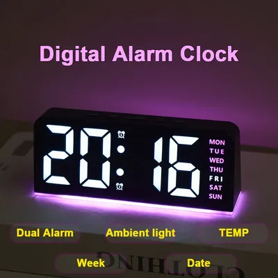 7'' LED Digital Alarm Clock Table Clock Three-Level Adjustable Brightness Dimmer/Dual