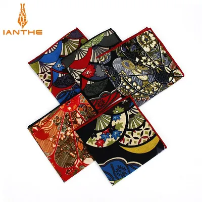 2018 Men's Suits Linen Handkerchiefs Woven Floral Vintage Pocket Square Hankies Men's Business