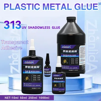 UV Shadowless Glue For Plastic Metal Crystal Clear Traceless 313 Super Glue Adhesive Bonded Acrylic