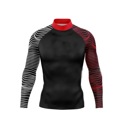 Men's Rash Guard Long Sleeves UV Sun Protection Watersport Wear Quick Drying Splice Compression Swim