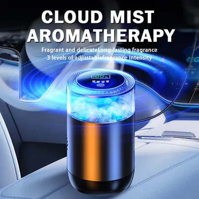 Smart Car Air Aromatherapy Diffuser Rechargeable Car Air Freshener Cloud Mist With Sound Pickup Lamp