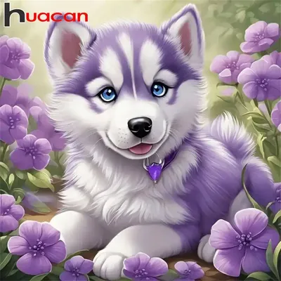Huacan Full Diamond Painting Art Kit Dog Animal Flower Full Round Square Diamond Mosaic Decor for