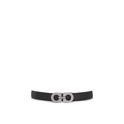 Ferragamo Men's Double Gancini Reversible Leather Belt - Nero