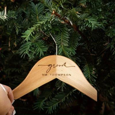"TEMU 1 Elegant Personalized With Lace Detail - "mr. " Engraved, Ideal For Suit & Bridesmaid Dresses, Smooth Wedding Clothes Hanger" Image
