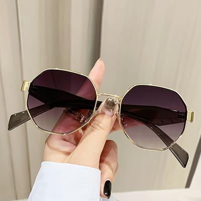 TEMU New Polygonal Metal Fashion Glasses European And Retro Round Glasses Fashionable Versatile Glasses For Men And Women Image