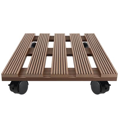 TEMU 2pcs Wpc Plant Roller With 360° Rotating Pp Wheels – Indoor/outdoor Use, 30x30cm Potting Tray For Movement, Durable & Lightweight Design, Brown/, Square/round Shape, Capacity 220 Lbs Image