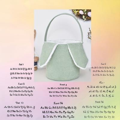 TEMU Easter Corduroy Rabbit Tote Bag With Embroidered Name, Polyester Striped Basket For Use Image
