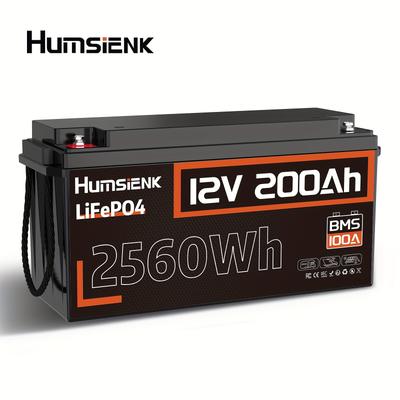 TEMU Humsienk 12.8v 12ah/100ah Pro/200ah100a Lifepo4 Battery - Low-temperature Shielding - Camping, Outdoor Leisure, A Gift Image