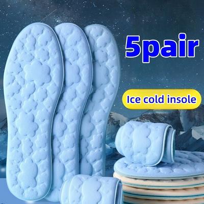 TEMU 5 Pairs Of Summer Cool Insoles, Sports Air Cushion Shock Absorption And Breathable Sweat Absorbing Soft Long Stand Super Soft Insoles With Small Tailoring Thread, Such As 36 Size Cut Into 35 Size