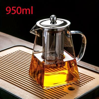 TEMU 1pc High Borosilicate Glass Teapot, Tea Pot With 304 Stainless Steel Filter, Unique Chinese Tea Set, Suitable For Adult Enthusiasts/women/men, Multiple Specifications Image