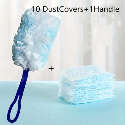 TEMU 1pc Electrostatic Dusting Kit, With 10 Replacement Pads, Telescopic Long Handle Duster, Adjustable Stand, Dust Trapping Brush For Home & Rv, Tight Spaces Image