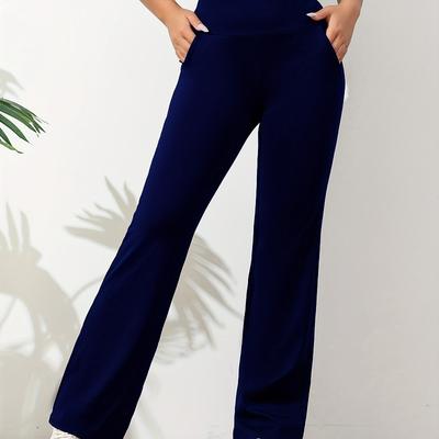TEMU Shecai High-waist Flare Yoga Pants For Women - Breathable, Stretchy Activewear With Pockets, , Elegant , Comfortable For Yoga & Casual Wear, Apparel | Highwaist Leggings | Image